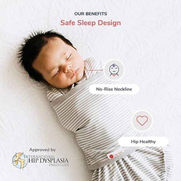 Embe 2 Way Swaddle - Gray Stripes - Picture 5 of 6